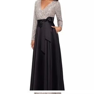 Xscape black and silver dress